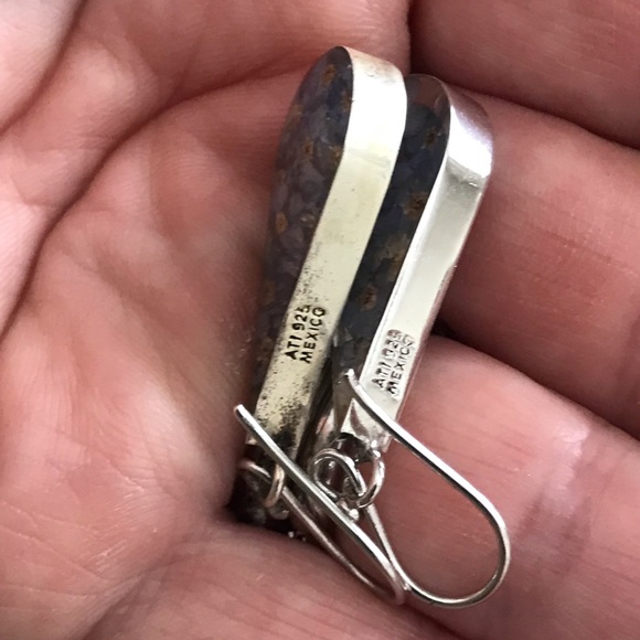 Vintage Sterling Silver Glass Flower Earrings - Picture 5 of 10